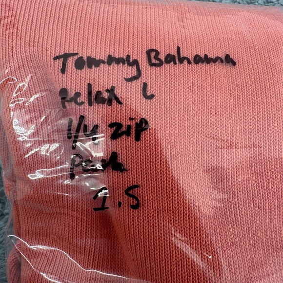 Tommy Bahama Relax Mens Large 1/4 Zip Pullover Sweatshirt Coral Orange - Picture 12 of 12